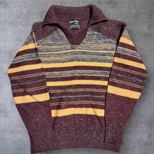 VTG‎ Stephen Douglas by Forum Mens Preppy Academia Striped Sweater Size M Brown